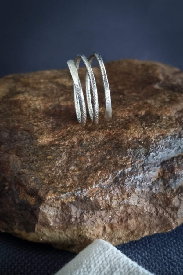 bague serpent en argent martelé
