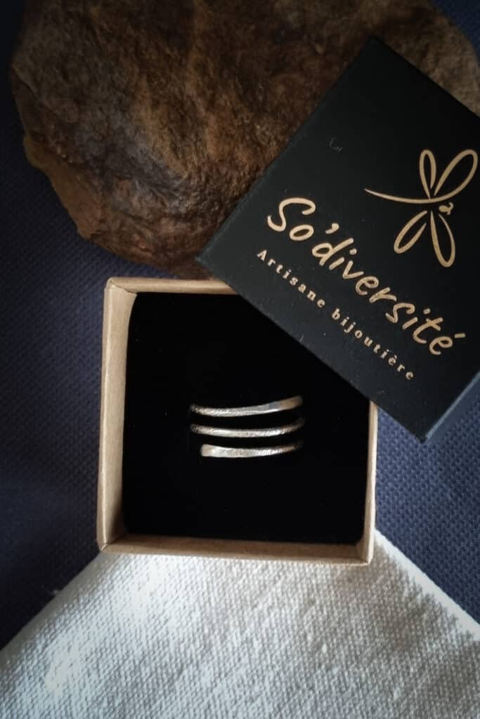 bague serpent en argent martelé