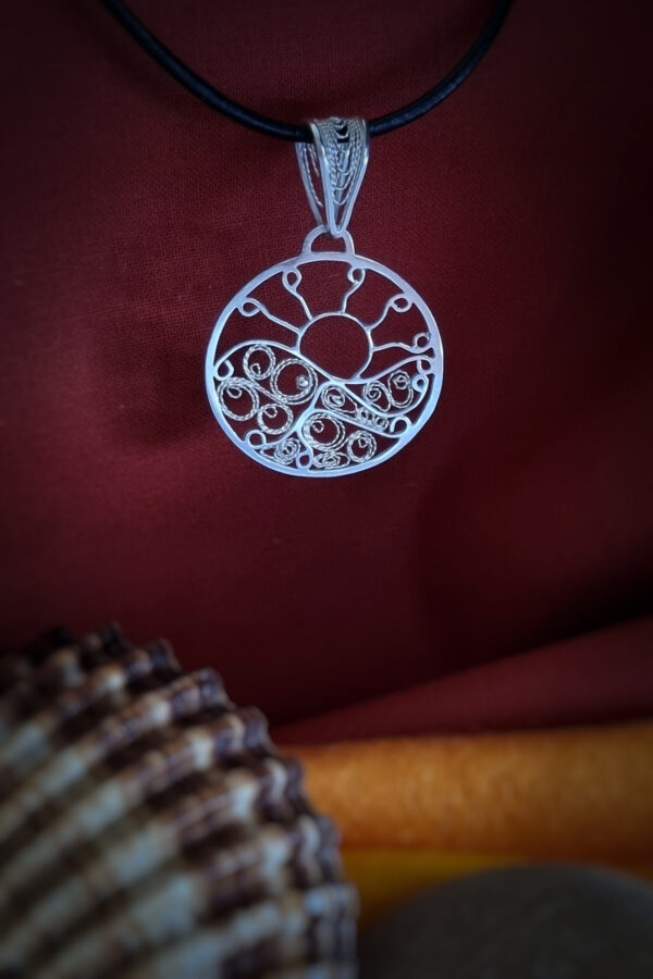 pendentif coucher de soleil en filigrane argent