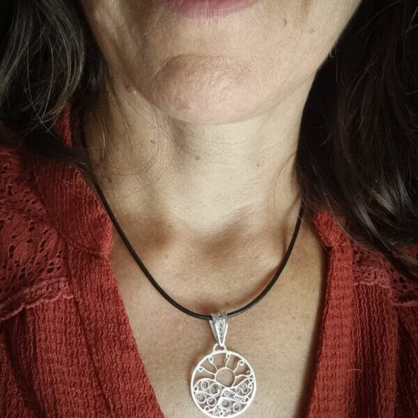 pendentif coucher de soleil en filigrane argent
