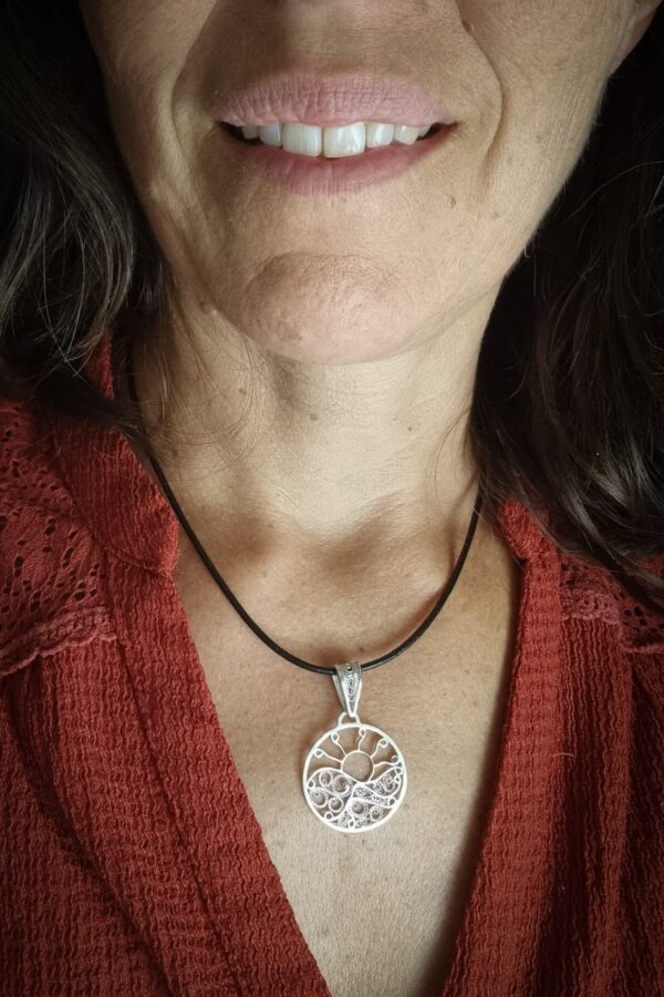 pendentif coucher de soleil en filigrane argent