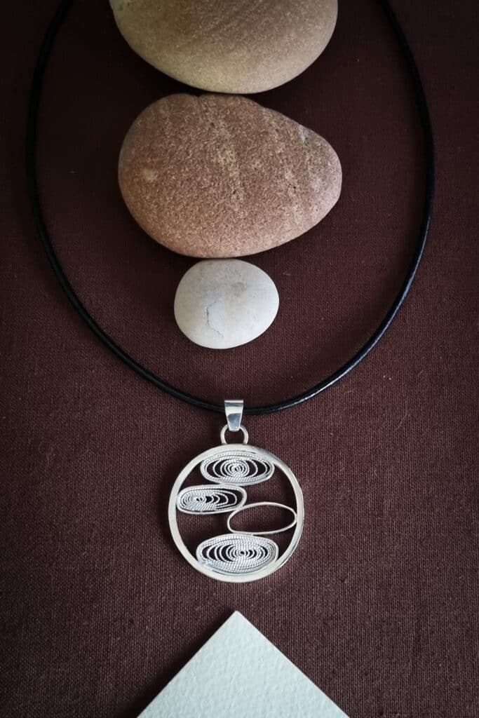 Pendentif galets en filigrane argent