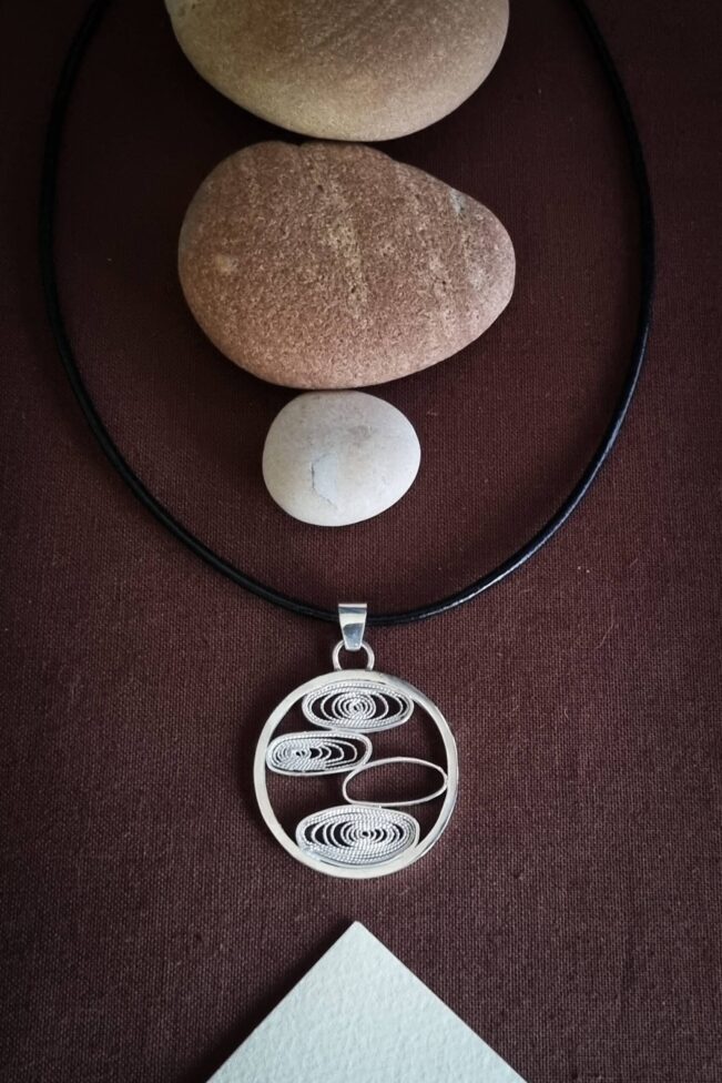 Pendentif galets en filigrane argent