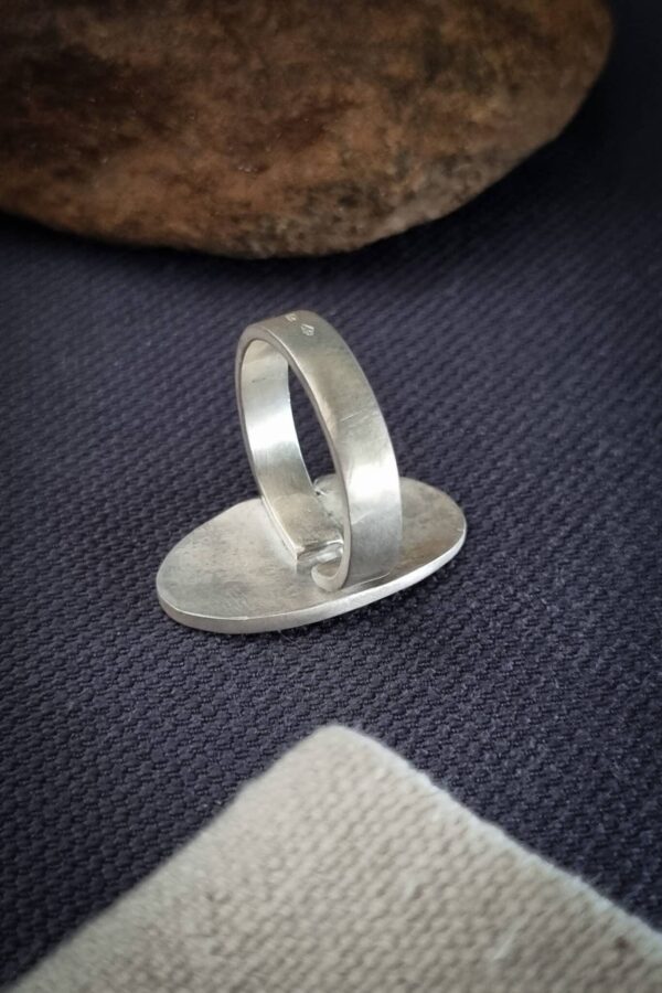 bague argent forgée, finition brute
