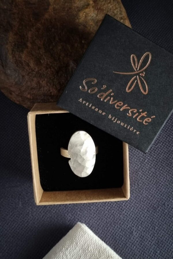 bague argent forgée, finition brute