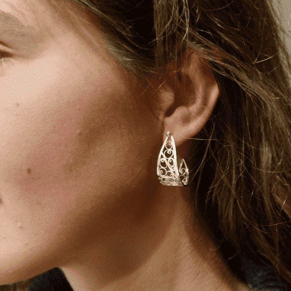 boucles d'oreilles éclosion en filigrane d'argent