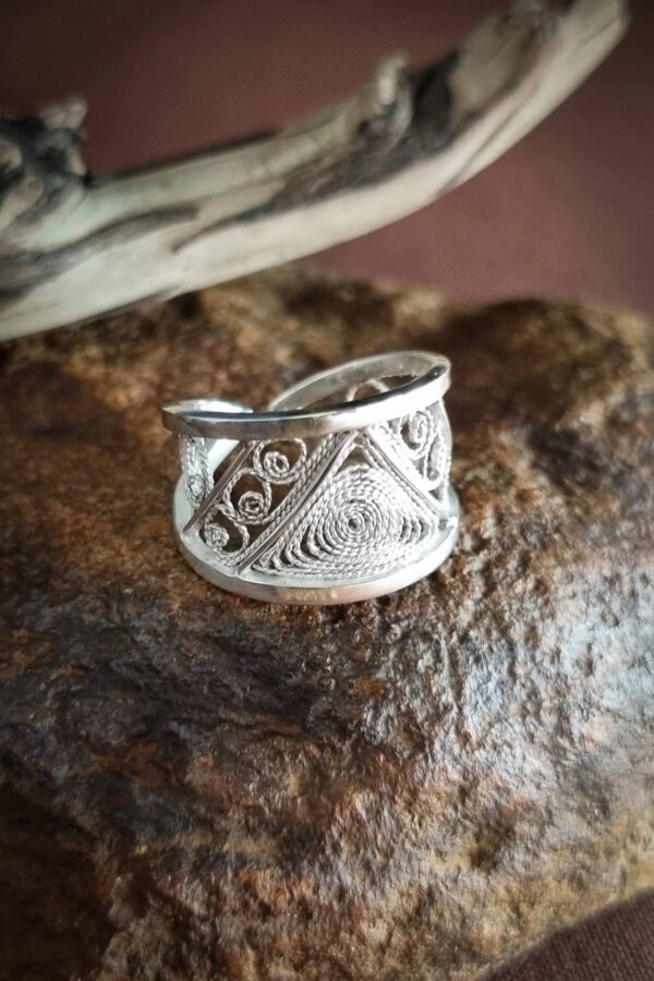 bague en argent filigrané, vent du désert