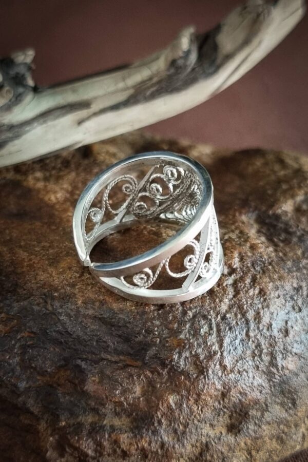 bague en argent filigrané, vent du désert