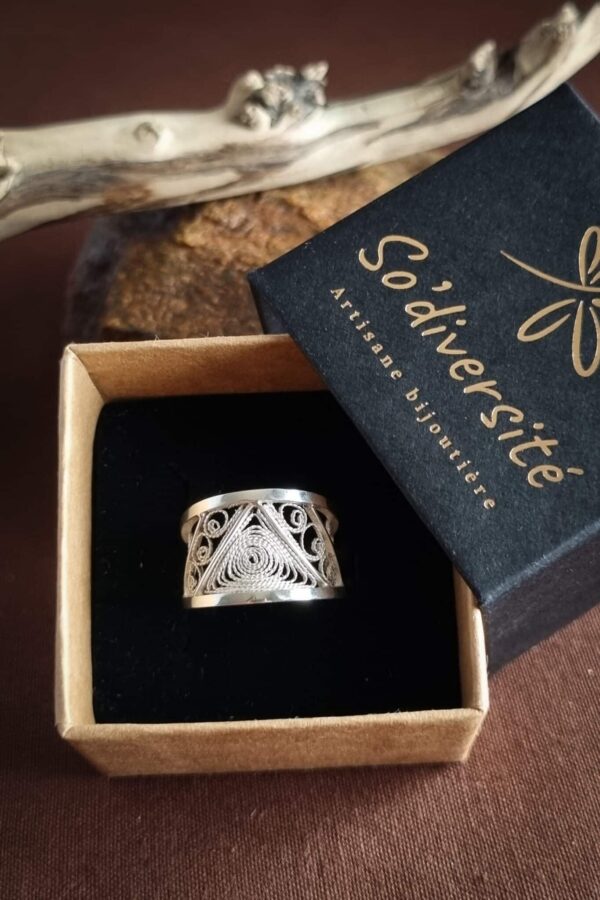 bague en argent filigrané, vent du désert
