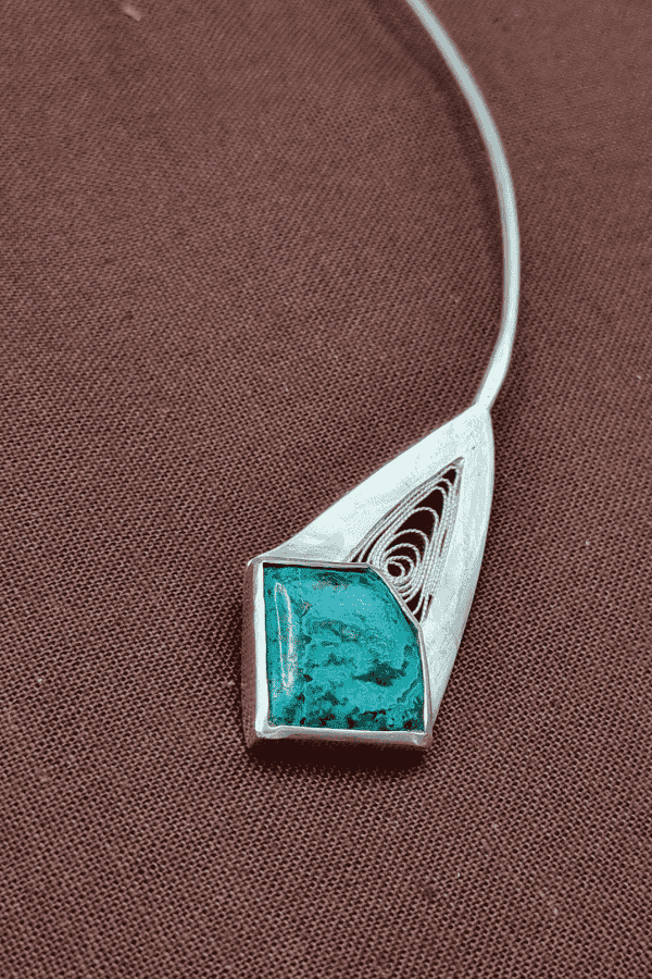 tour cou argent chrysocolle