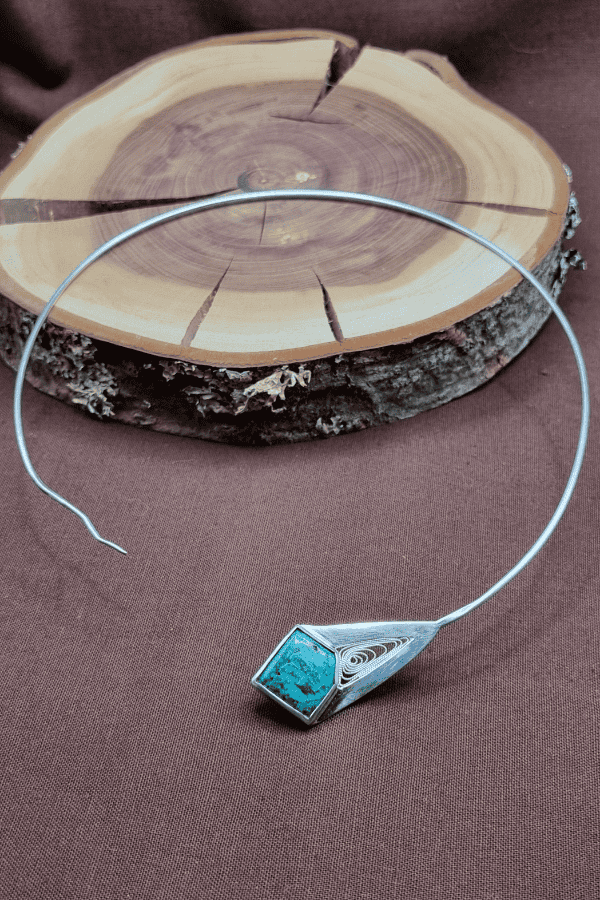 tour cou argent chrysocolle