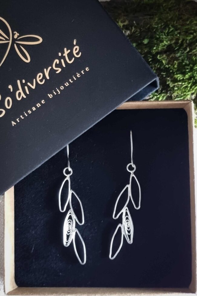 Boucles d'oreilles feuille filigrane