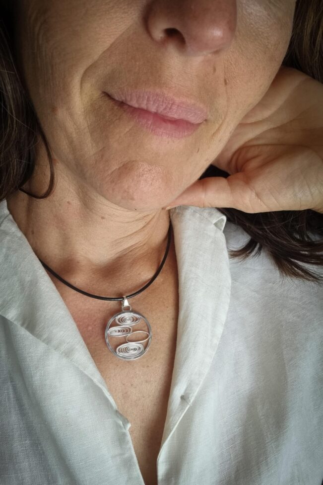 Pendentif galets en filigrane argent
