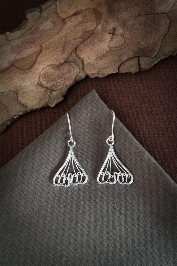boucles d'oreilles en argent en filigrane inspirées de feuilles de ginkgo